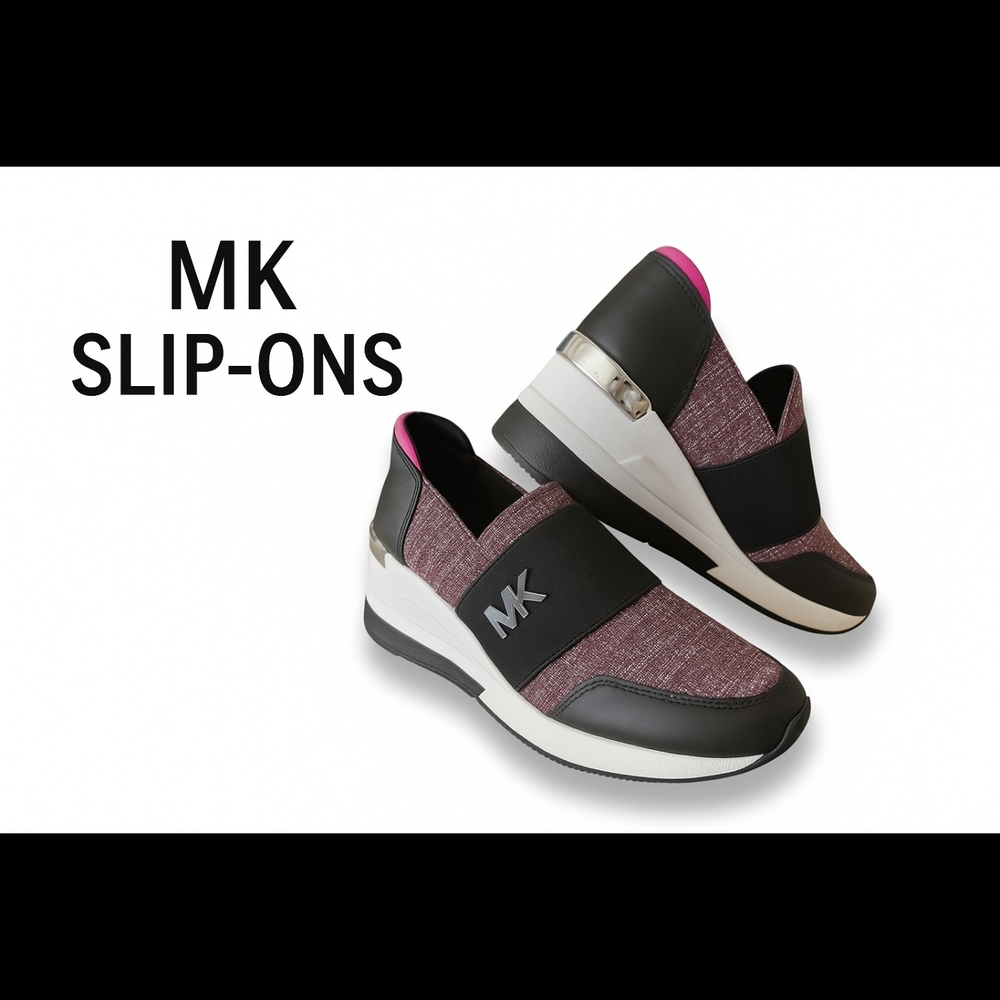 Michael Kors Women's Slip-On Sneakers - Black and Pink